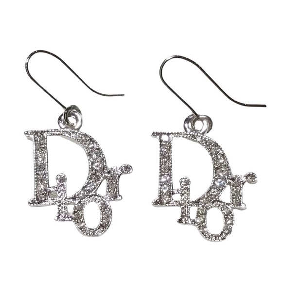 Dior Jewelry - SOLD 🎉 VINTAGE DIOR Silver Dangle Earrings Oblique Swarovski Rhinestones